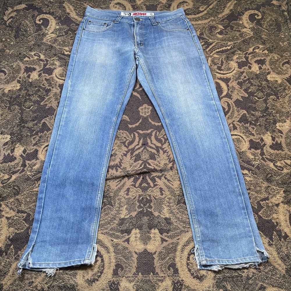 Vtg Y2K AKUMA Jeans Mens Size 32x30 Denim Straight Blue Wash Distressed